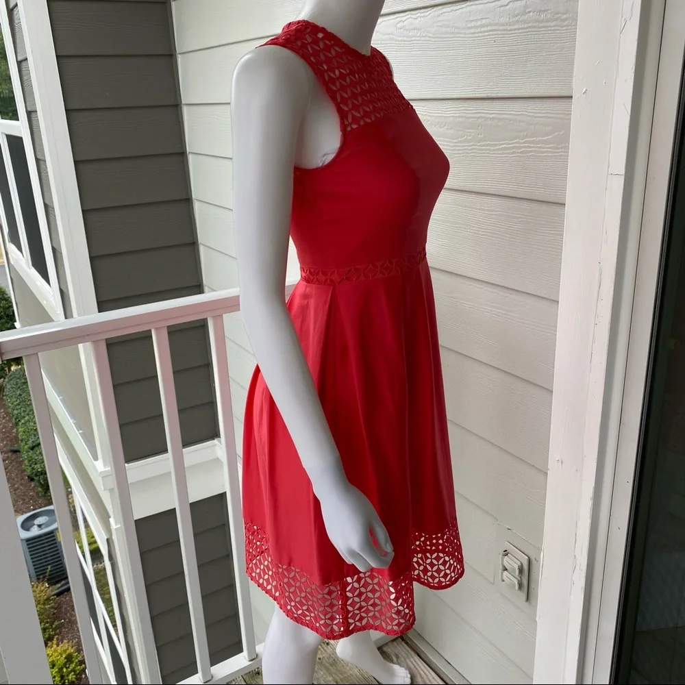 CALVIN KLEIN CORAL SLEEVELESS FIT & FLARE DRESS - Picture 8 of 13
